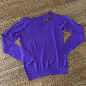 Lauren Ralph Lauren purple horse bit equestrian scoop neck cotton sweater.